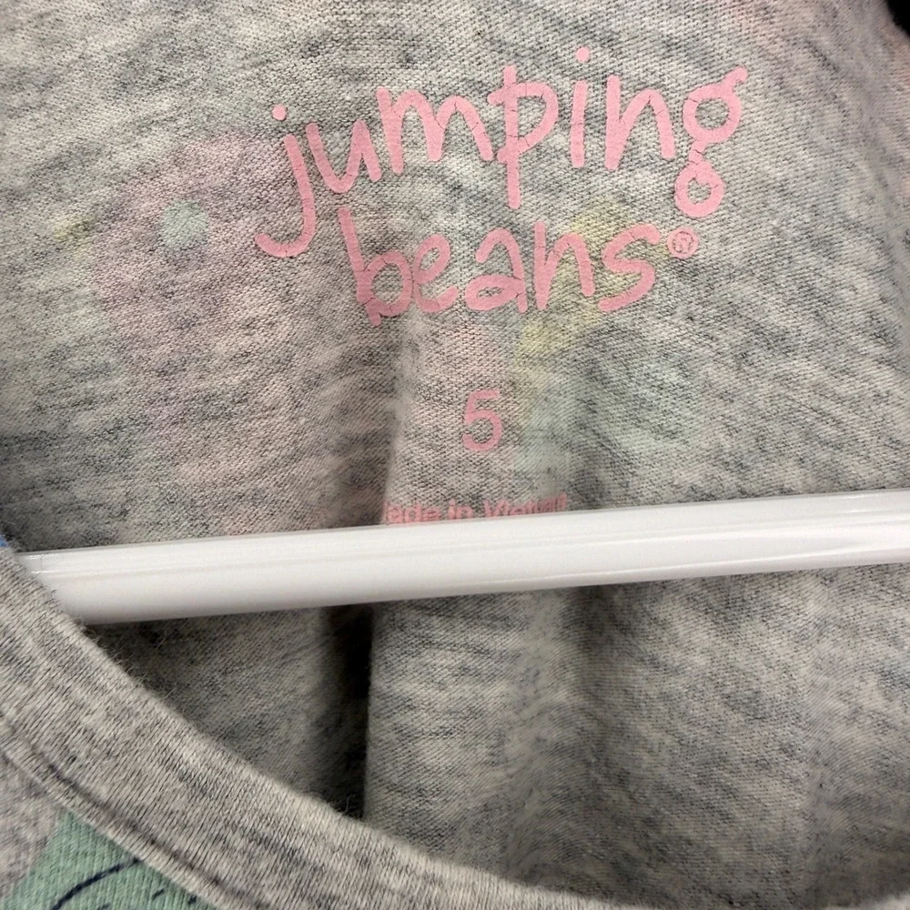 Jumping‎ Beans Girls Gray Bird Print Short Sleeve Dress Size 5